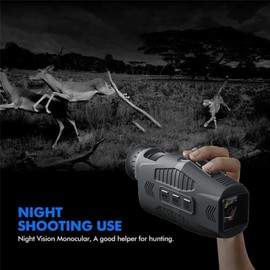 Monocular Night Vision Goggles, 1080 Photo & Video Portable Night Vision, 5X Digital Zoom 300m Full Dark Viewing Distance, Photos & Videos, for Hunting,Camping,Travel