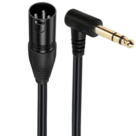 Halokny XLR to 1/4 Cable, 90 Degree 6.35mm (1/4 Inch) TRS Stereo Plug Male to 3 pin XLR Male Balanced Microphone Stereo Audio Converter Adapter 50cm/1.6Feet (6.35mm TRS to XLR Male)