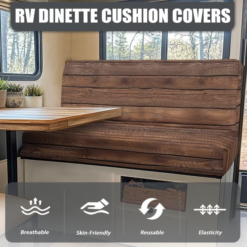 SEANATIVE Wood Grain RV Dinette Cushion Covers Couch Cover 2