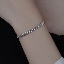 925 Sterling Silver Bracelets for Women Teens, Love Heart Charm Chain Bracelet Bangle Fashion Jewelry Gifts (3-layer snake chain)