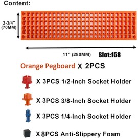 FREE ZONE - Bit Organizer Set (Orange) | 158 Hole Bit Storage | 1/4 Inch Hex Bit & Drive Bit Adapter Storage | Screwdriver Bit Organizer | Toolbox Organizer | Tools are Not Included