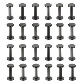 PATIKIL 25 Sets Chicago Screws, 20mm L Chicago Screw Slotted Binding Post Screw Bolts Rivets Brass Fasteners Connectors for Leather Belt Scrapbook Photo Albums, Matte Black
