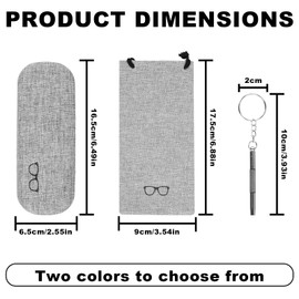 Hard Case Glasses Case, Travel Glasses Bag, Scratch-Resistant Glasses Box, Glasses Storage Portable, Linen Fabrics Glasses Case with Cleaning Cloth Screwdriver, Glasses Bag for Men and Women, purple