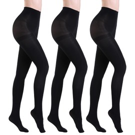 WAJIAFAR 3 Pairs Semi Opaque Tights, 43D Control Top Microfiber Leggings for women