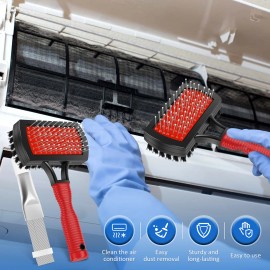 2-Piece AC Coil Cleaning Kit with Dual-Sided Brush and Stainless Steel Fin Comb