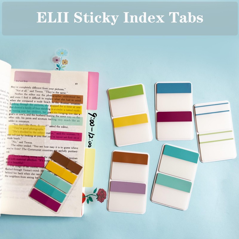 ELII 500 PCS Sticky Index Tabs 2 Inch Book Tabs,Clear