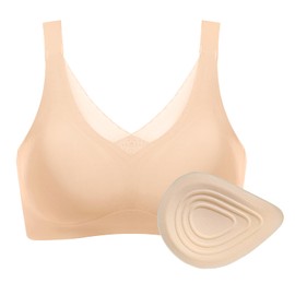 Seamless Post-Surgery Bra for Women, Pocket Mastectomy Bras for Breast Prosthesis with Cotton Breast Forms Set
