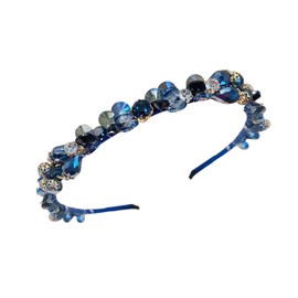 Gkhlg 1PC Hair Accessories Elegant Rhinestone Diamante Headband Sparkling Crystal Hair Accessory Wedding Headband for Women Perfect for Parties Weddings and Daily Wear (Blue, One Size)