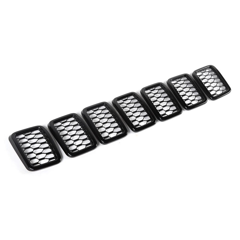 Savadi-Car 7pcs Black Front Grille Insert Mesh Ring Decor Kit