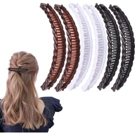 LUMOOM 6 Stück Banana Clip, Bananenspange Haare, Groß Vintage Bananen Haarspange, Bananenclips Kamm, Pferdeschwanz Haarspange, Dickes Haar Banana Clip Thick Hair für Damen und Mädchen