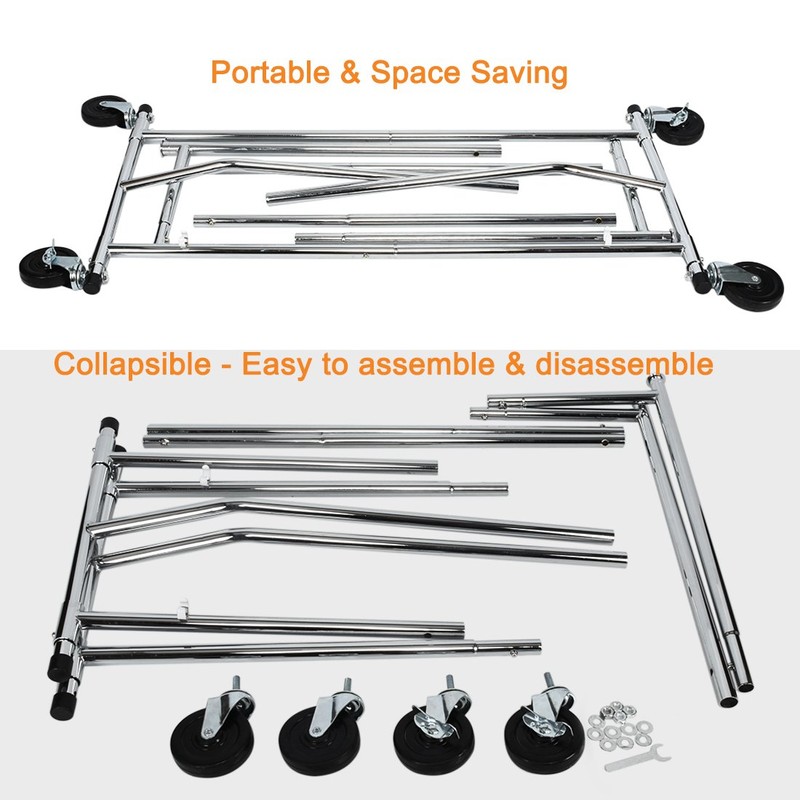 HOKEEPER Clothes Rack, Rolling Clothing Racks for Hanging Clothes, Portable