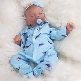 KSBD Realistic Reborn Baby Dolls - 18 Inch Lifelike Newborn Baby Doll, Real Life Sleeping Baby Dolls with Soft Weighted Cloth Body, Vinyl Reborn Doll Gift Toys for Kids Age 3+