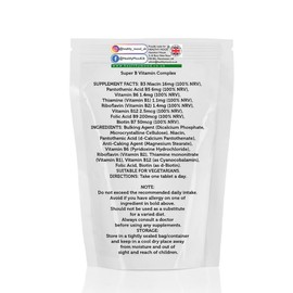 B Vitamins Super B Mulitvitamin Complex Complex 250 Tablets B1 B2 B3 B5 B6 B7 B9 B12