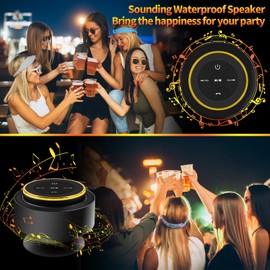 Kebrela Bluetooth Shower Speaker with Carabiner, Portable Bluetooth Speakers with Suction Cup, IP67 Waterproof Wireless Speaker with LED Light, Floating, for Camping Beach Travel, Gift for Men, Women