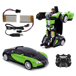 Family Smiles Kids Remote Control Toy Car Transforming Robot RC Vehicle Toys Boys 8-12 Extra Battery