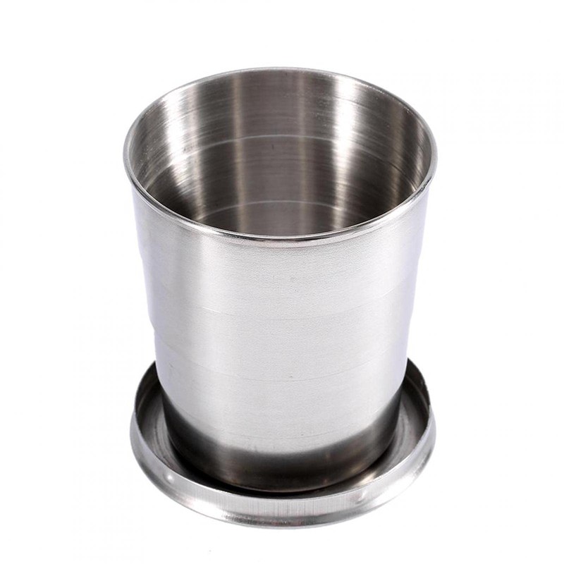 Oumefar S/M/L Stainless Steel Folding Cup, Key Ring, Retractable Telescopic