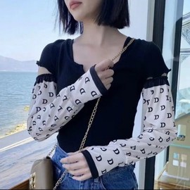 Women's Golf Arm Sleeves: UV Protection, Ice Silk, Breathable, Printed Design Free Size/[Wave Point] Loose Breathable Ice Sleeve 15ea