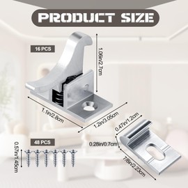 Lounsweer 16 Pcs Brass Heavy Duty Cabinet Door Latch Cabinet Closets Door Elbow Latch Cabinet Latch with Mounting Screws Hardware for Bedroom Bathroom Window Catch(Silver)