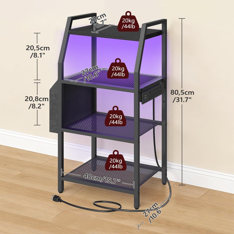 MAHANCRIS Game Console Shelf, Gaming Console Stand with Outlet &