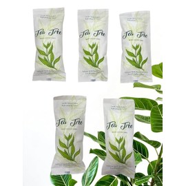 Falcon Advanced Products White Towel 8X8 Moist Cotton Towel Individually Wrapped (Tea Tree) 5 Pack