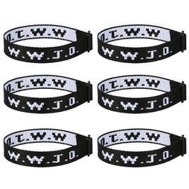 6PCS WWJD Christian Bracelet for Women Men, Christian Jesus Gifts Adjustable Wristbands Pack, WWJD Bracelets Bulk - What Would Jesus Do Bracelet, 6 Black