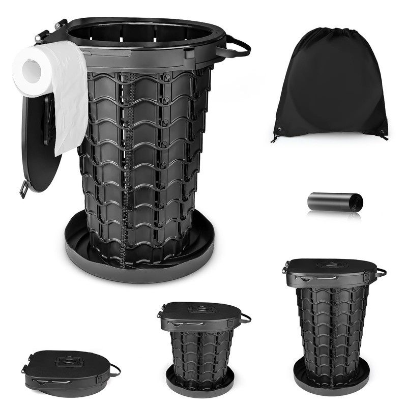 XXL 18.7" Portable Camping Toilet with Carring Handle and Bags