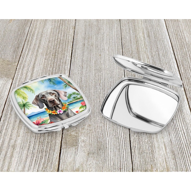 Caroline's Treasures Weimaraner Luau Compact Mirror Decorative Travel Makeup Mirror