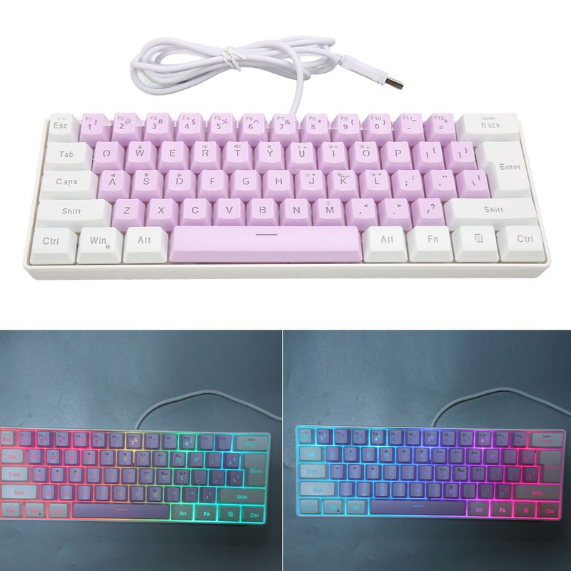 Gaming Keyboard USB 61 Keys RGB Backlit Ergonomic Contrast Color