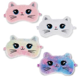 Lusofie Pack of 4 Children's Sleeping Mask Plush Cute Sleeping Mask Eye Mask Children Cats Sleeping Eye Mask Blindfold for Sleeping Children Girls Women Teenagers Sleeping Mask