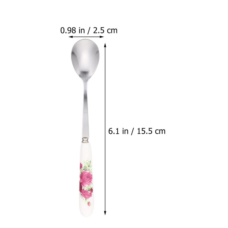 Luxshiny Rice Spoon 6pcs Dessert Spoons, Stainless Steel Coffee Stirring