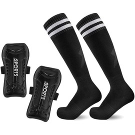 Soccer Shin Guards and Soccer Socks for 5-13 Years Old Boys and Girls, Soccer Equipment Protection with Hard Protective Shell for Boys Girls (Black, Small)