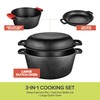 Modern Innovations 3-in-1 Dutch Oven & Skillet Combo, Preseasoned Cast