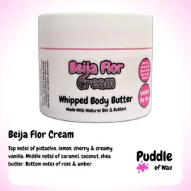 Beija Flor Cream - 150g Whipped Body Butter - Made with Natural Oils and Butters - Vegan Friendly - Puddle of Wax - Made in the UK