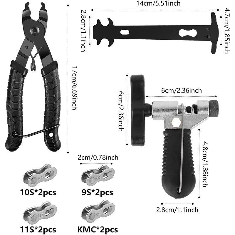 Vookkp 7pcs Bicycle Tool Chain Riveter Bicycle Chain Tester 4