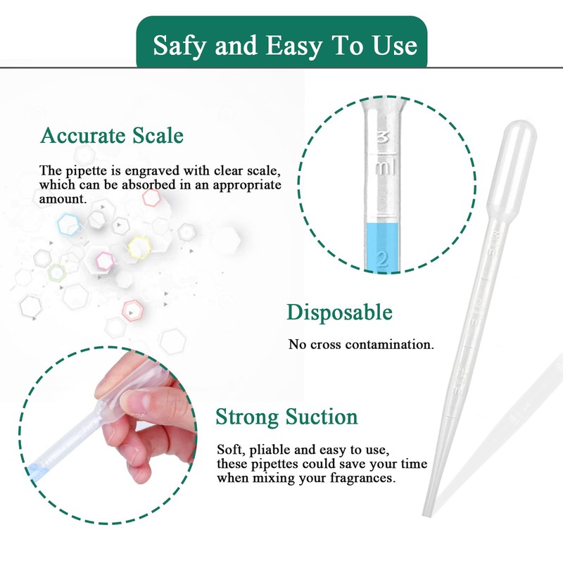 3 ml Disposable Plastic Transfer Pipette, moveland Measuring Pipette for