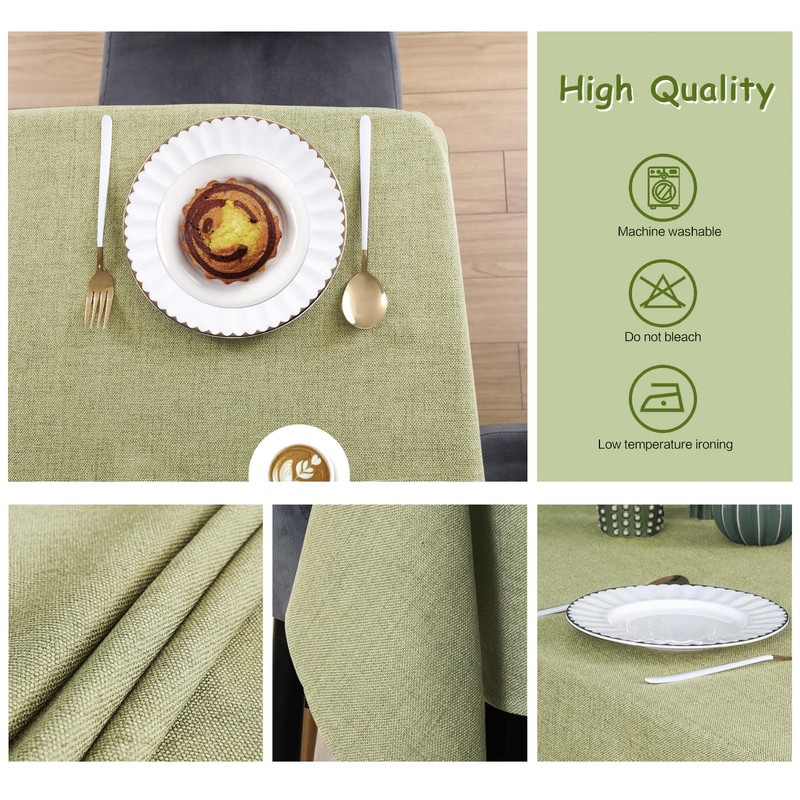 WAITER TREE Rectangle Tablecloth Wrinkle Resistant Waterproof Linen Textured Table
