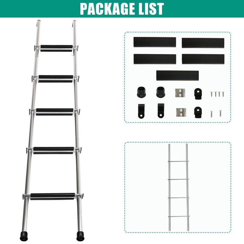OUTPRIZE 72" RV Bunk Ladder, 5 Step Integrated Aluminum Camper