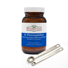 Foods For Gut Streptococcus Thermophilus Probiotic Powder 400 Billion cfu's | Made in USA | No Additives | Digestive & Immune Support | High Potency | S. Thermophilus | 100 Grams (3.52 OZ)