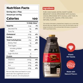 Torani Puremade Dark Chocolate Sauce for Coffeehouse Drinks and Desserts, Non-GMO, Large 4lb Bottle, Pump Included, 64 Fl Oz