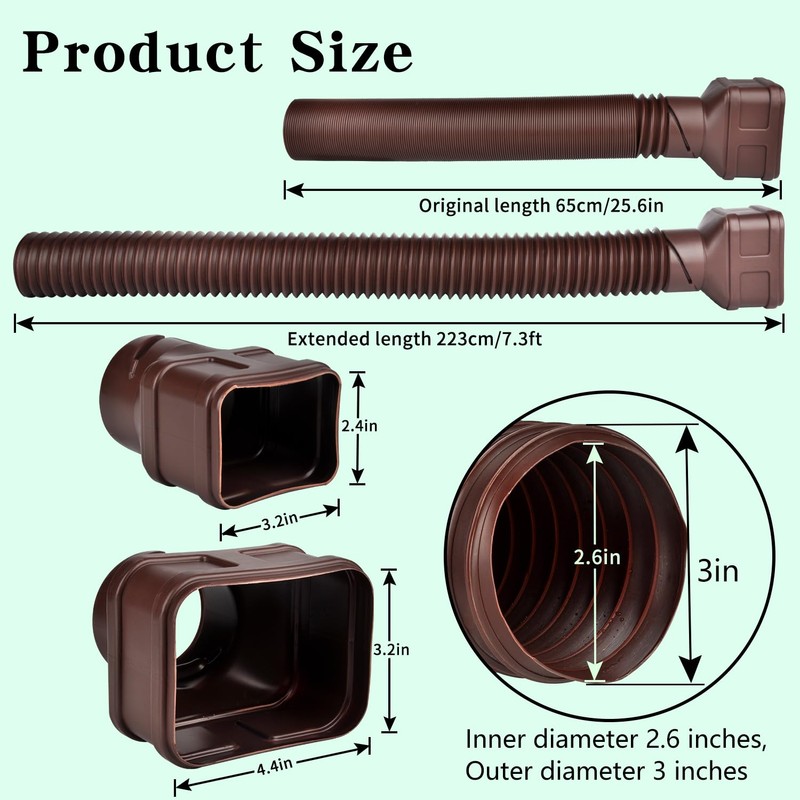 POLARDAYS 7ft Long Gutter Downspout Extensions, Outer Diameter 3" Downspout