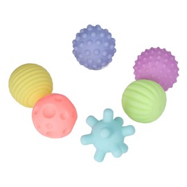 6 Bolas Texturizadas para Entrenamiento de Agarre, Interacción entree Hijos, Chirridos, Regalos Pensativos para Bebés, Material Plástico (Iluminación cálida)