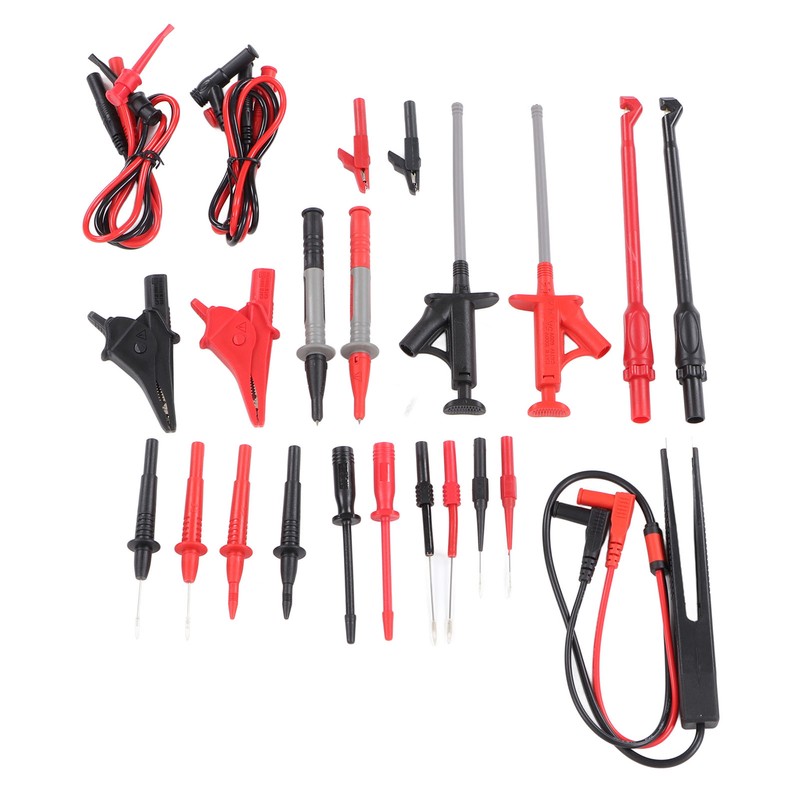 25Pcs Multimeter Test Cable Kit Probe Line Wire Hook Crocodile