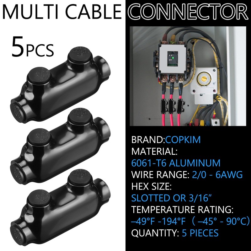 Copkim 5 Pcs Insulated Wire Connectors Black Splice Connector 2