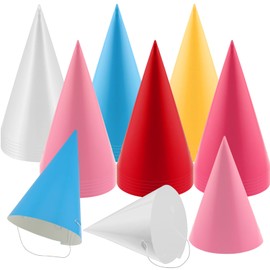 zsccxq 24 PCS Pastel Birthday Party Cone Hats Party Hat with Elastic String for Kids and Adults Birthday, Baby Shower, Bridal Shower