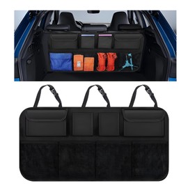 ongfuwu Car Trunk Organizer, Space Saving Backseat Hanging Storage with 4 Large Pockets, Super Capacity Vehicle Trunk Organizer Bag, Universal for Cars SUVs Trucks Vans, Car Accessories (Upgraded)