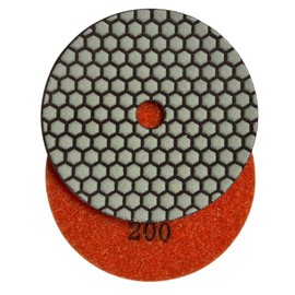 5" High Performance Dry Stone/Concrete Polishing Pads, 1.5mm Segment Height, Honeycomb Style, 200 Grit