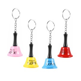 FUNOMOCYA 4pcs Creative Bell Keychain Pendants Hand Bell Key for Travel Crafts Decoration Chic and Portable Decorative Accessories for Bags and Keychains