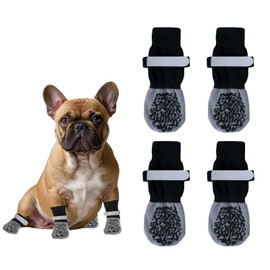 Dog Socks to Prevent Licking Paws-Double Grippers for Senior Dog, Hardwood Floors, Paw Protection, Booties Shoes for Hot Pavement/Winter(S, Leopard)