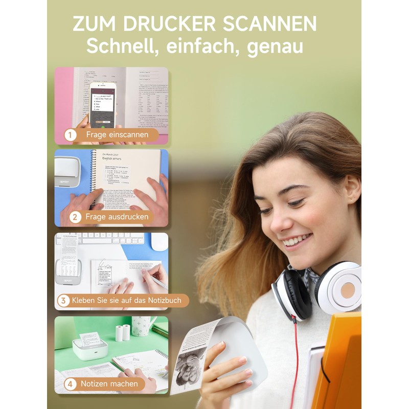 iDPRT Mini Printer with 1 Roll Sticker Paper, Thermal Printer