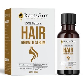 RootsGro 100% Natural Hair Growth Serum - Potentially Supports Hair Repair, Nourishes for Thicker, Fuller Hair - Infused with Argan, Jojoba, Castor Oils - Ideal for Daily Hair Care Routine - 4oz
